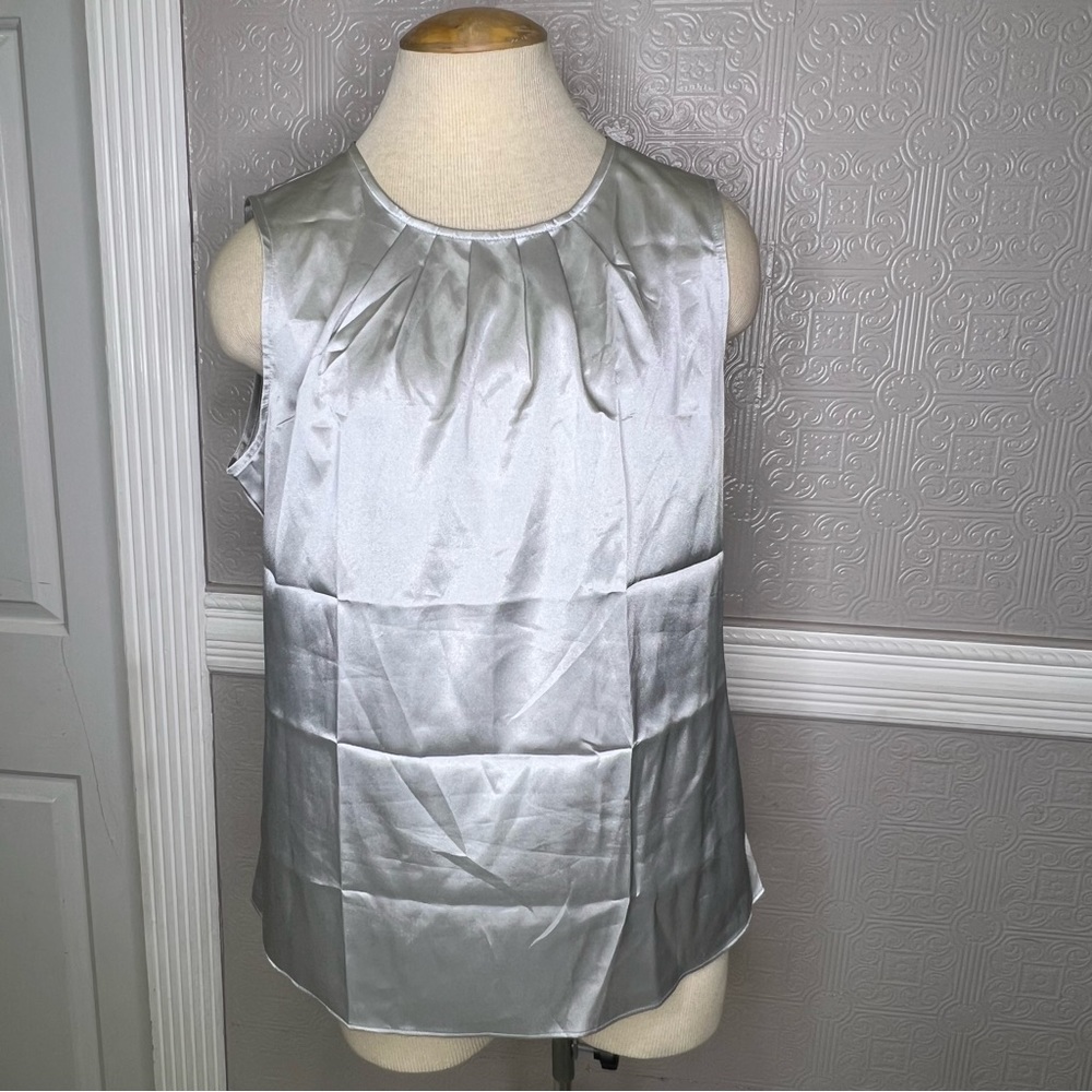 Jones New York Platinum Collection Stretch Silver Blouse Women’s Size 14